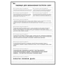 Таблица для проверки остроты зрения Украинская